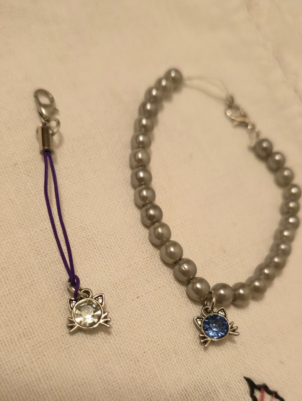 Handmade Cat Charm Bracelet And Cat Charm Keychain Charm